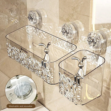 Shower Suction Cup Shelf Basket Light Glacier Pattern One Second Installation bathroom Organizer Storage Rotating to Suck Remove سلة رف شفط الدش بنمط جليدي فاتح، منظم حمام قابل للتركيب في ثانية واحدة، دوار للامتصاص والإزالة